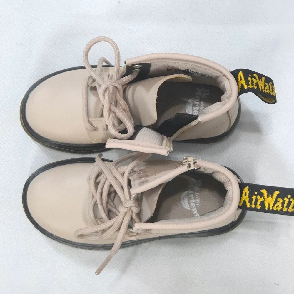 Dr Martens 1460 Delaney Side Zip Boots Kids 11 Pastel Pink Leather Lace Up NWOB